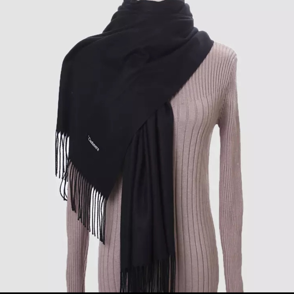 Reserved For ldshopper Cashmere Blend Pashmina Scarf Wrap Black Color